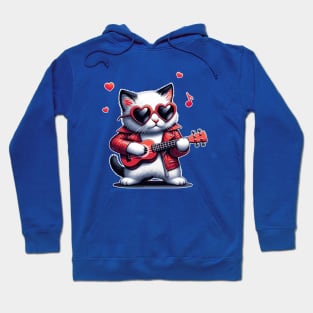 rock cat with ukulele Hoodie